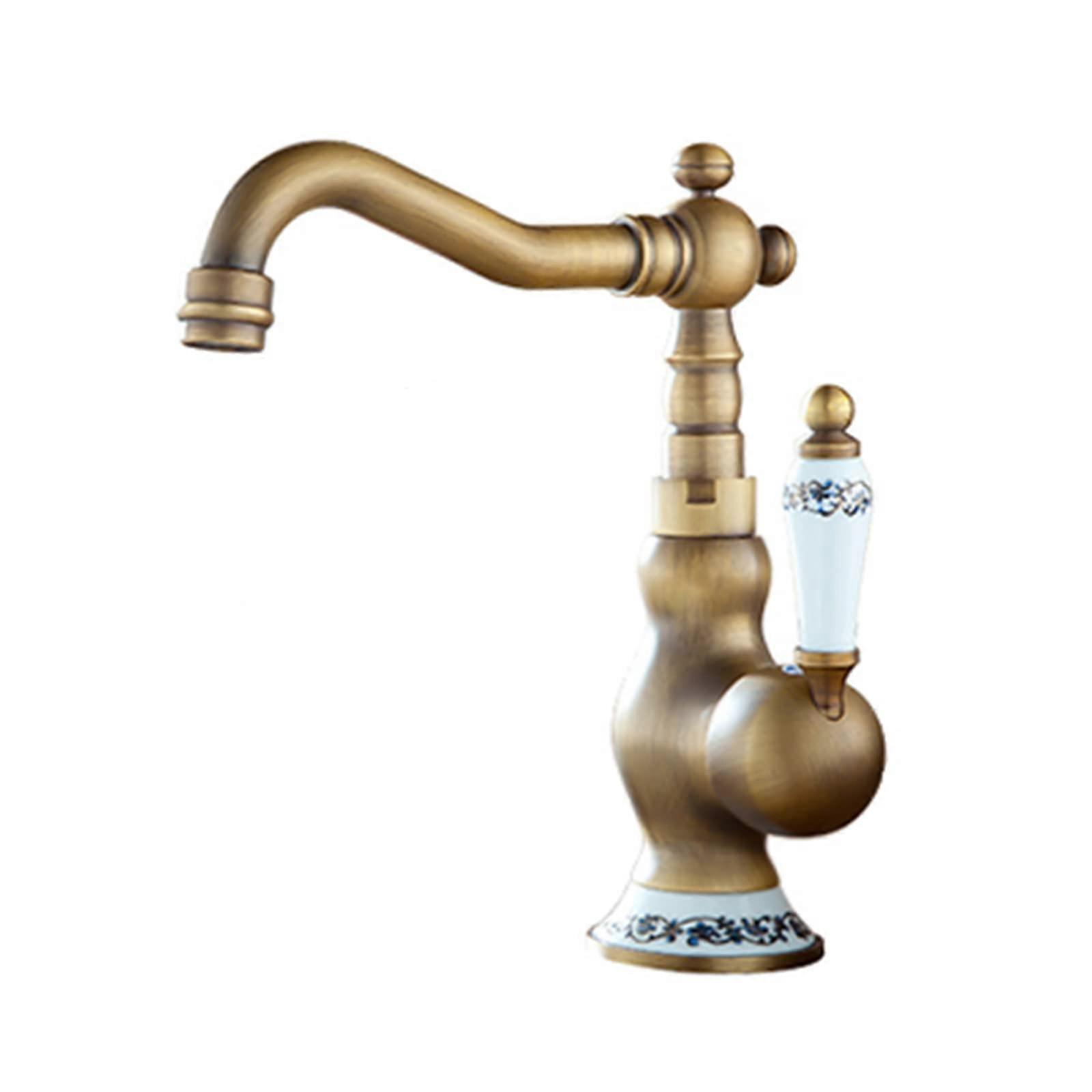 Faucet Kitchen Sink Matte Black 360° Swivel Brass 1-Hole V-Intage Bathroom for Wasc Antique A