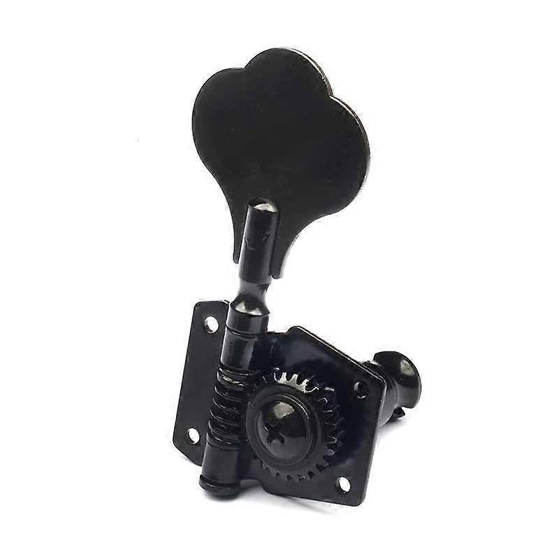 Tuning pegs for bass guitar with 4 strings, universal fit, for left and righthanded players (Silver/Black/Gold) (Black R)