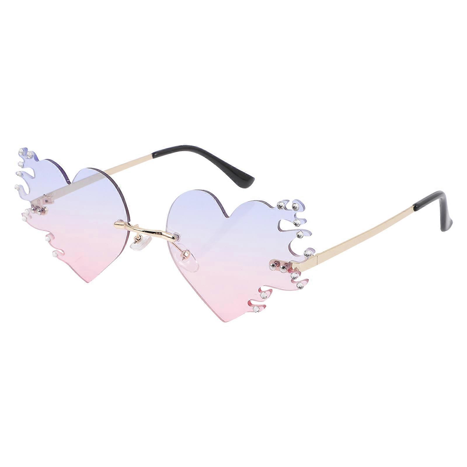 Flame Shaped Eyeglasses for Home Party Novelty Multi Color Metal Photo Props 1 Pair