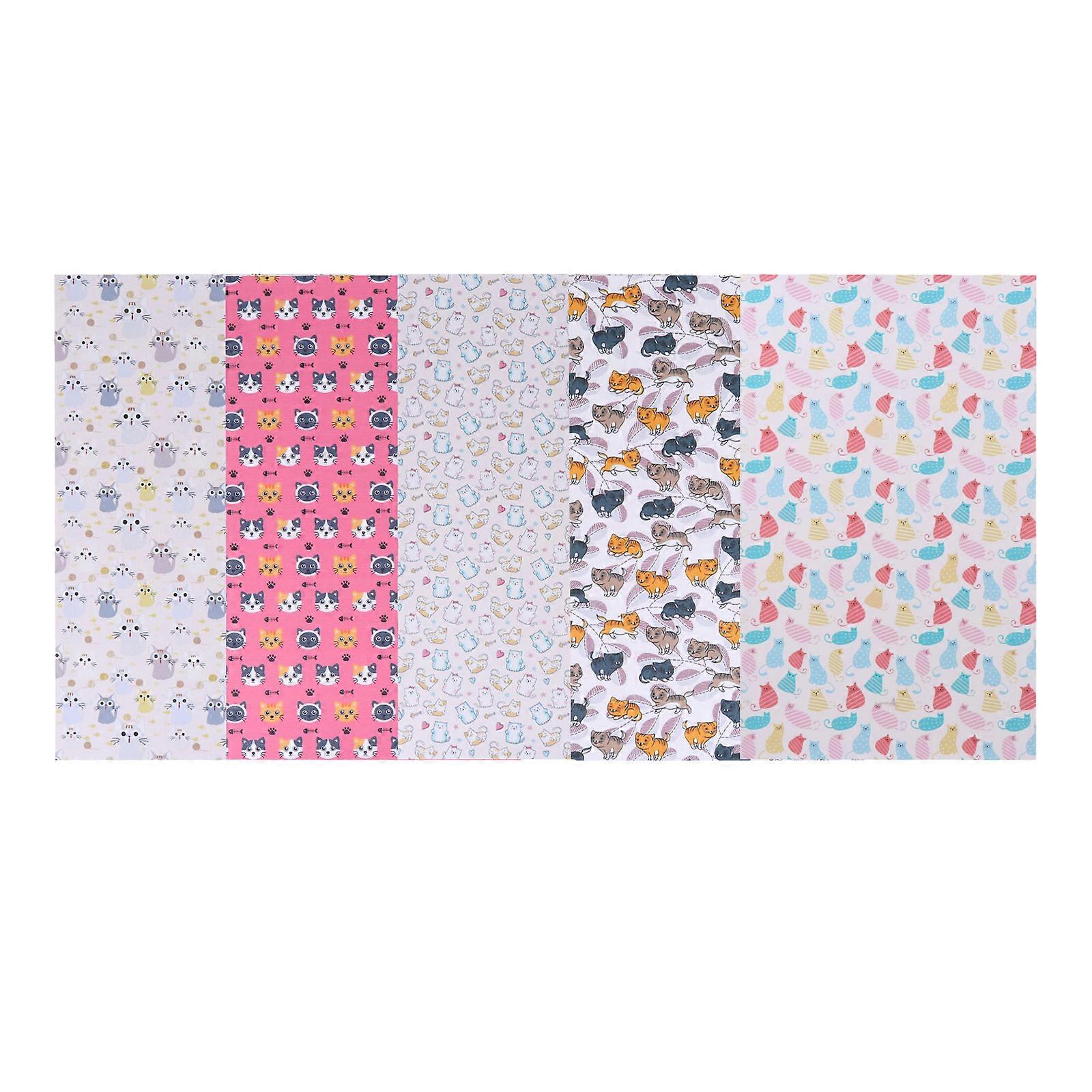 Lovely Cat Pattern Faux Fabric Sheet For DIY Projects Ideal For Women 20x33cm Comfortable Quality 5Pcs