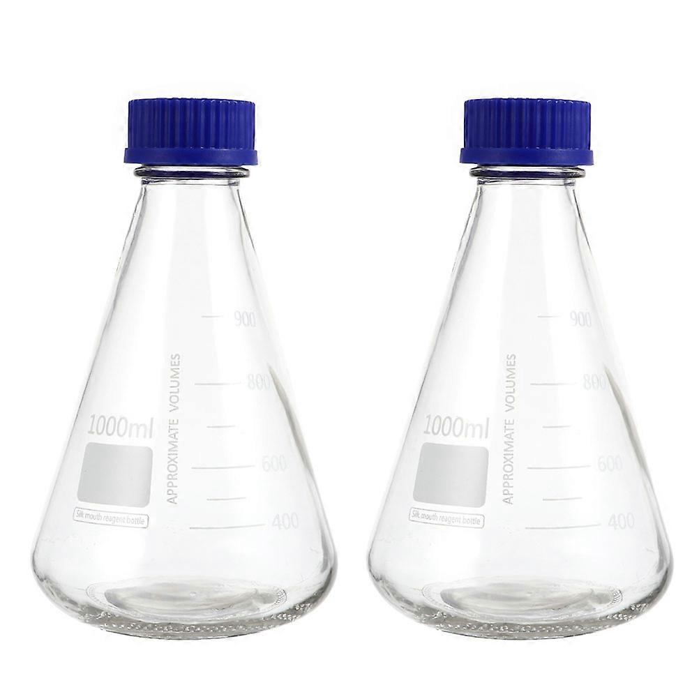 Glass Conical Bottles with Clear Scale Line for Storing 2Pcs Transparent Laboratory Tools
