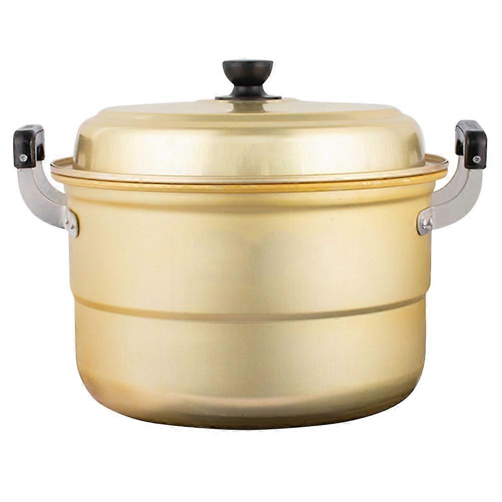 Aluminum Double Handle Steamer Pot with Lid for Home Use Golden Color 7.87 Inches