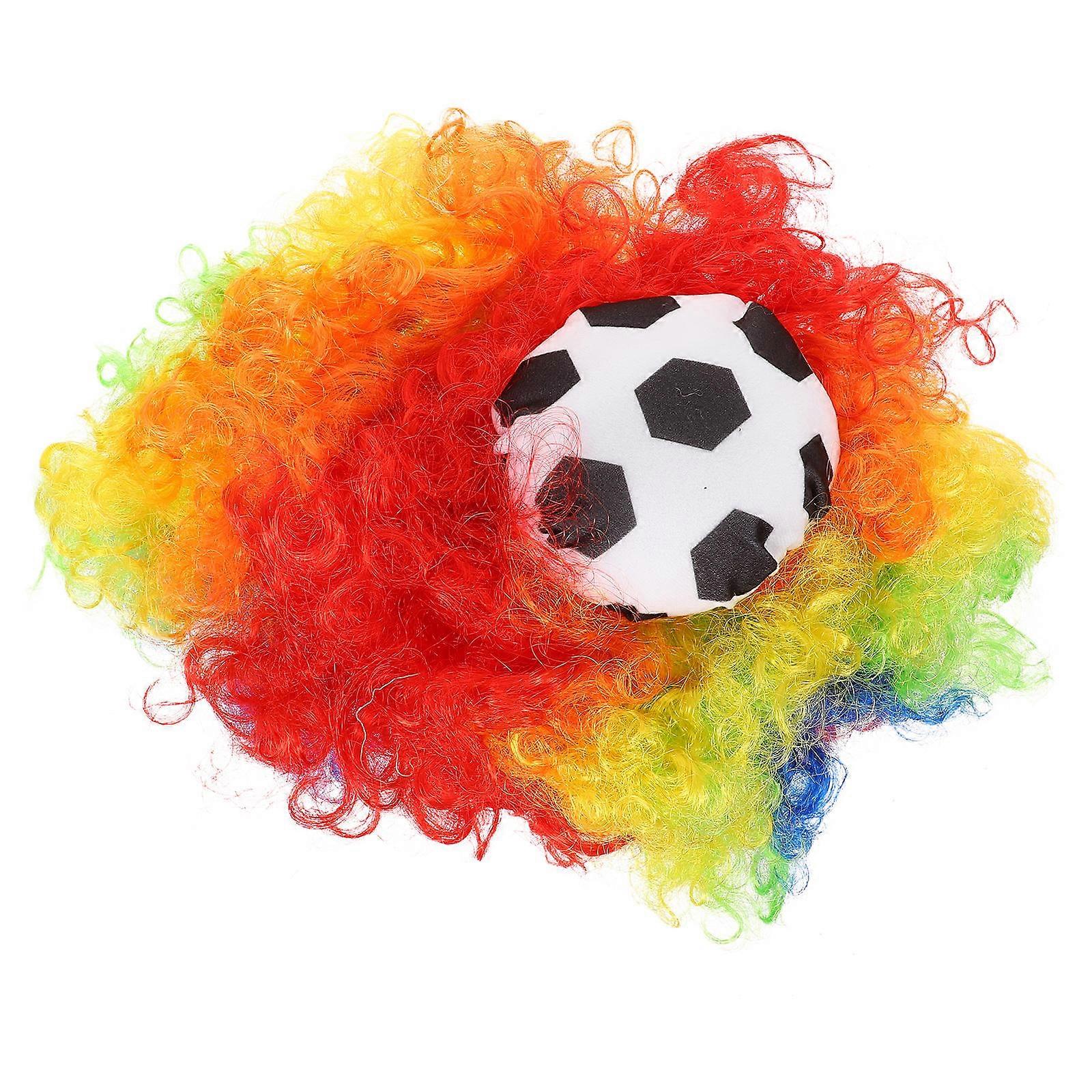 Charming Cosplay Wigs Funny Football Curly Wig Multi Color Carnival Halloween Party Accessory One-Size-Fits-Most 1Pack