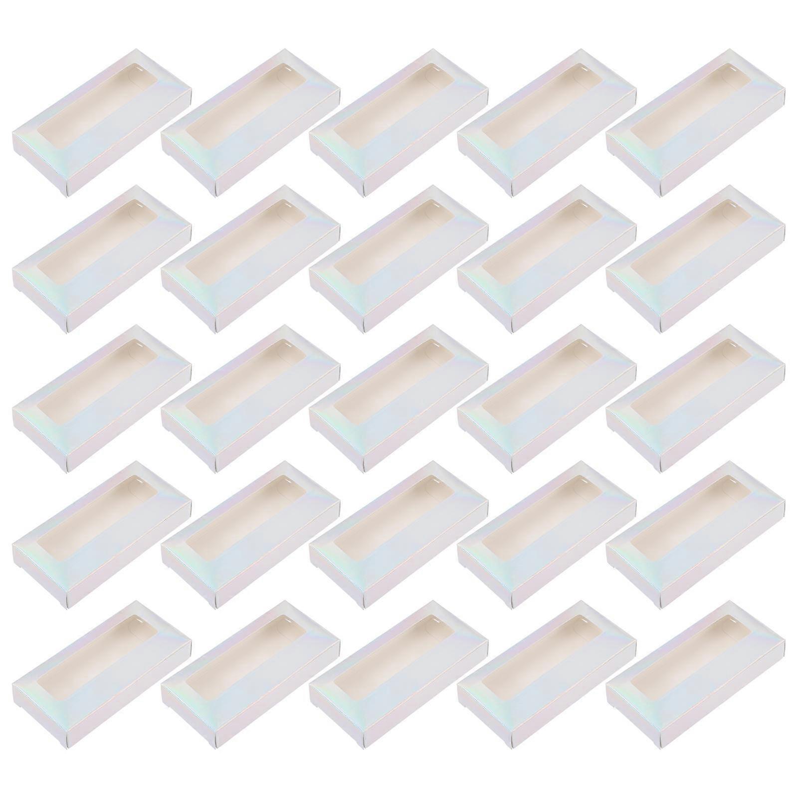 25pcs White Paper Eyelash Cases for Storage Compact Design to Prevent Damage