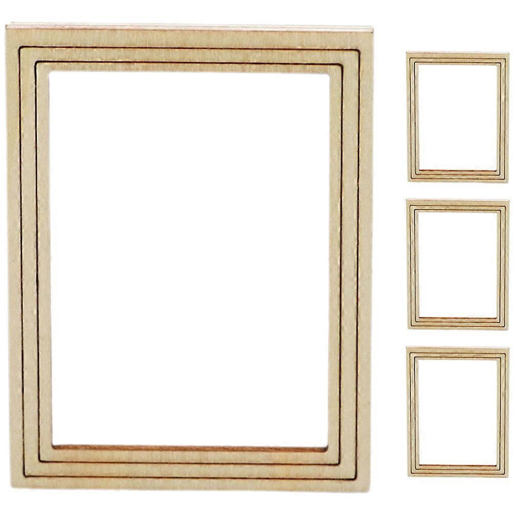Mini Photo Frame for Decor Beige Plastic Doll House Accessory 1/12 Size