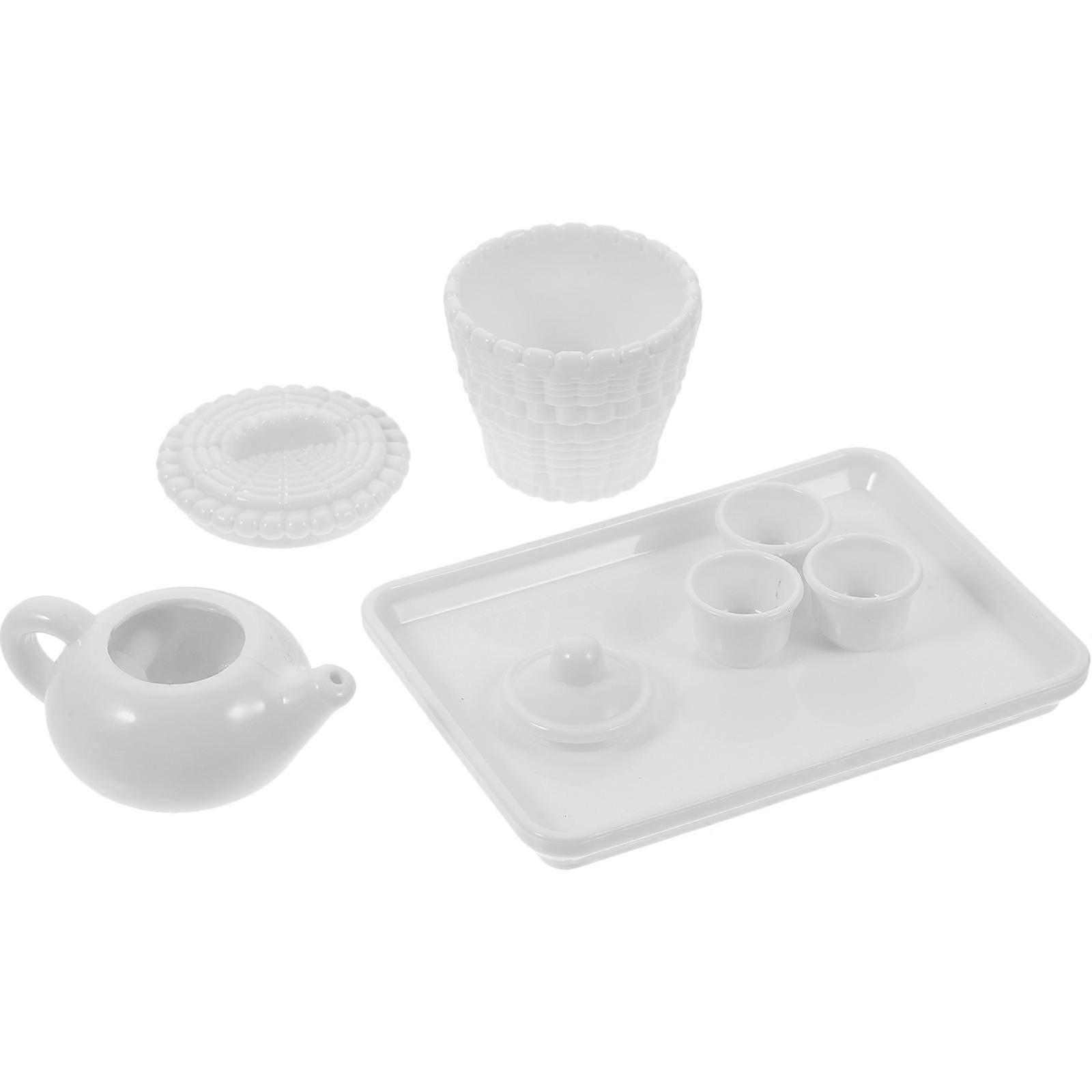 1 Set Miniature Tea Set with Teapot and Tea Cup for Doll House Scene Props