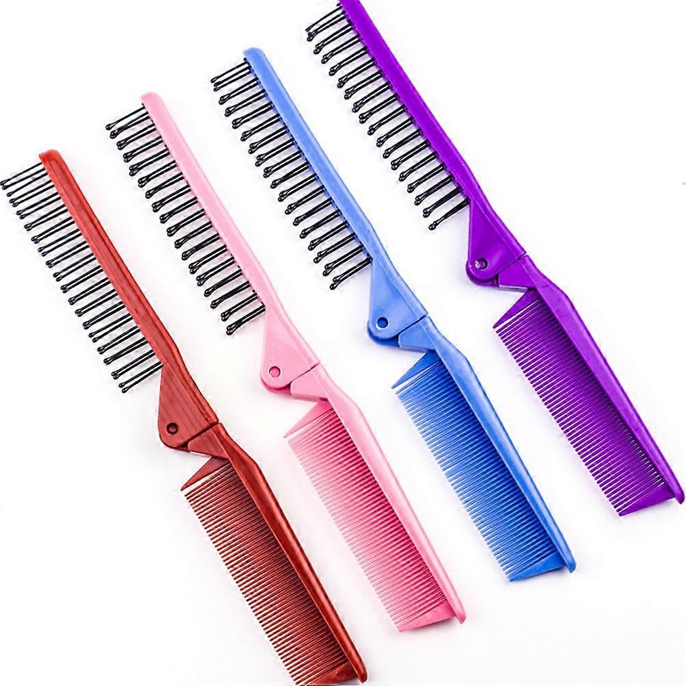Assorted Color Hair Styling Set for Kids with 8 Piece Folding Combs Portable Braider Plastic