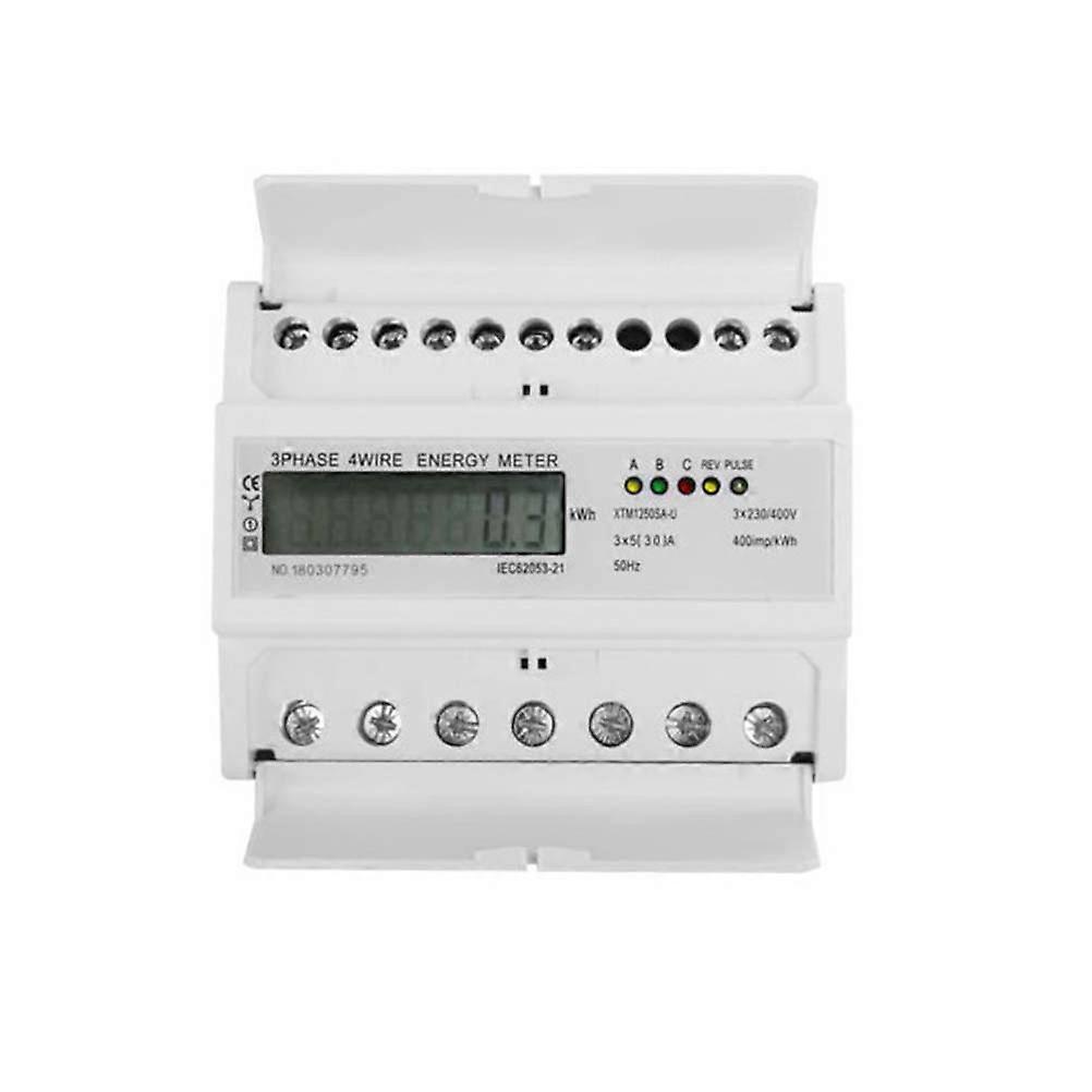 White ABS Multifunction Energy Meter for Circuit Measurement with Installation Guide 35mm DIN Standard 530A