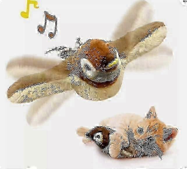 Electronic Cat Toy Hanging Pet Flapping Wings Sparrow Interactive Flying Bird