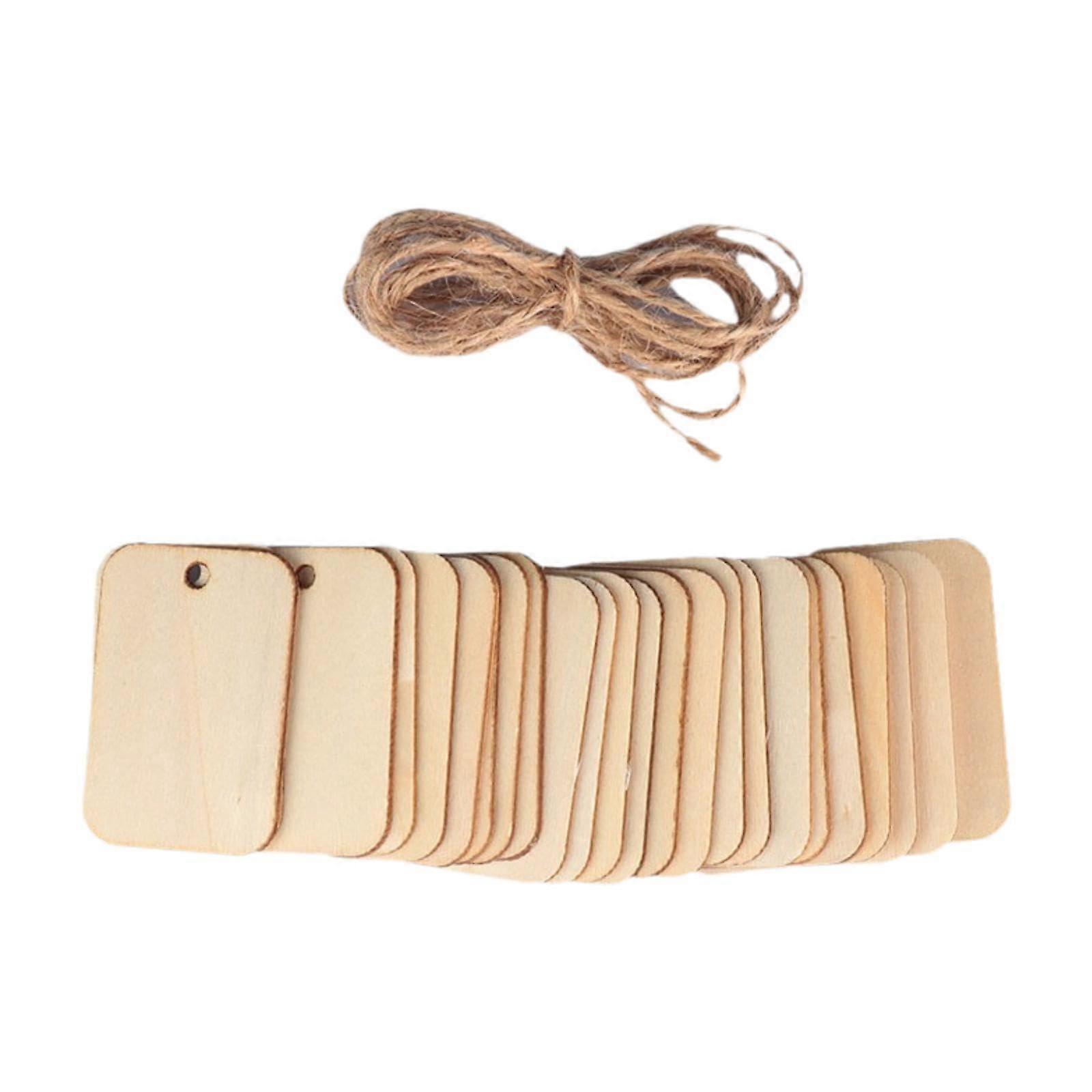 50 Wooden Tags with Holes – Unfinished Birch Discs for Crafting, Painting, Gift Tags, Price Labels, Customizable Markers