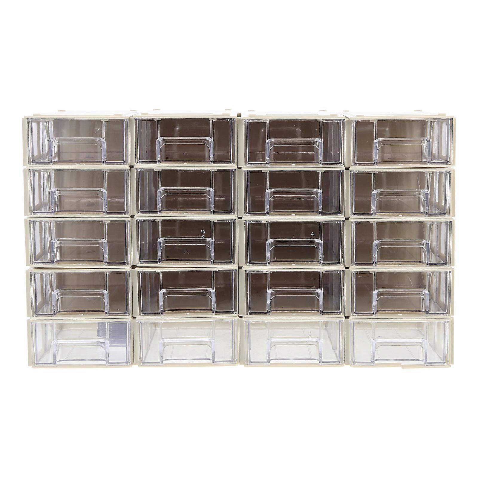 20 Sets Stackable Drawer Type Storage Boxes For Efficient Small Items Storage In Beige With Wear Resistance Attributes