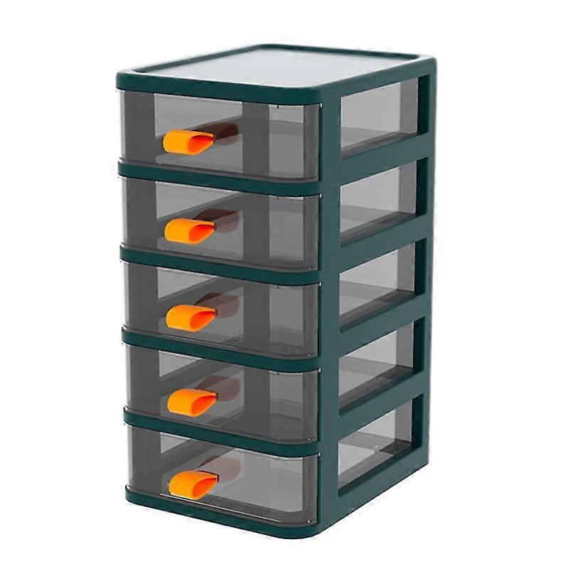 Drawer Desktop Storage Box, Transparent Organizer with Rubber Handle, 5-Ply White, 13.4 x 17 x 28 cm