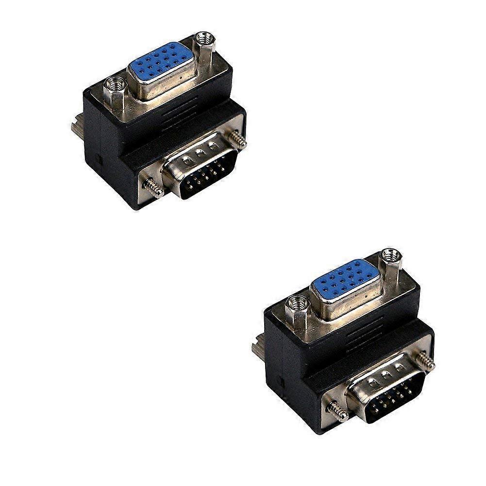 Right Angle VGA Male to Female 15 Pin SVGA Adapter Connector for LCD Monitor and TV, 2 Pack
