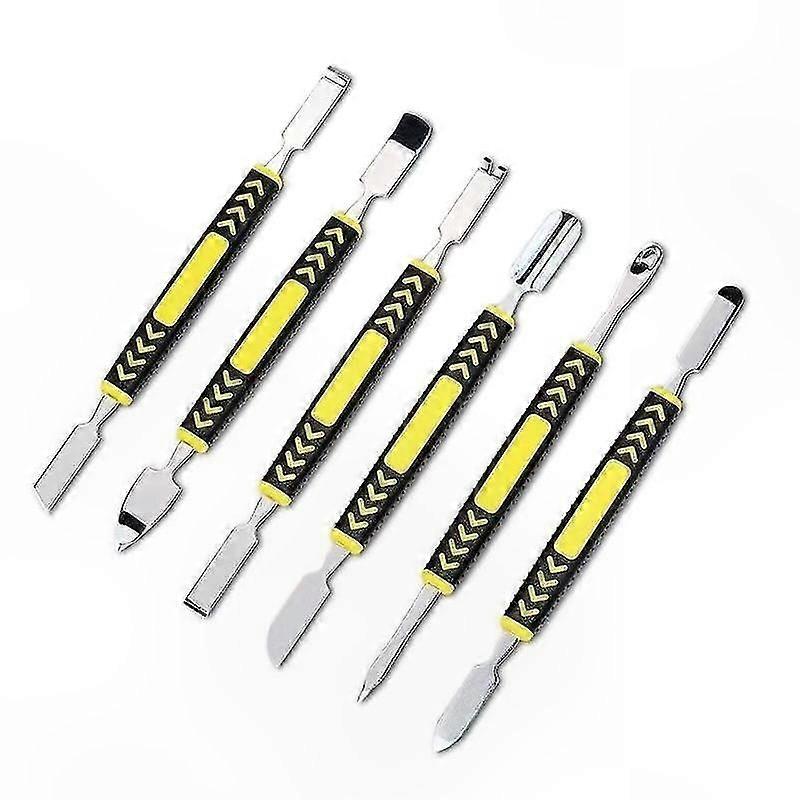 6-Piece Metal Crowbar Set with Dual-Ended Spudgers for Various Tasks