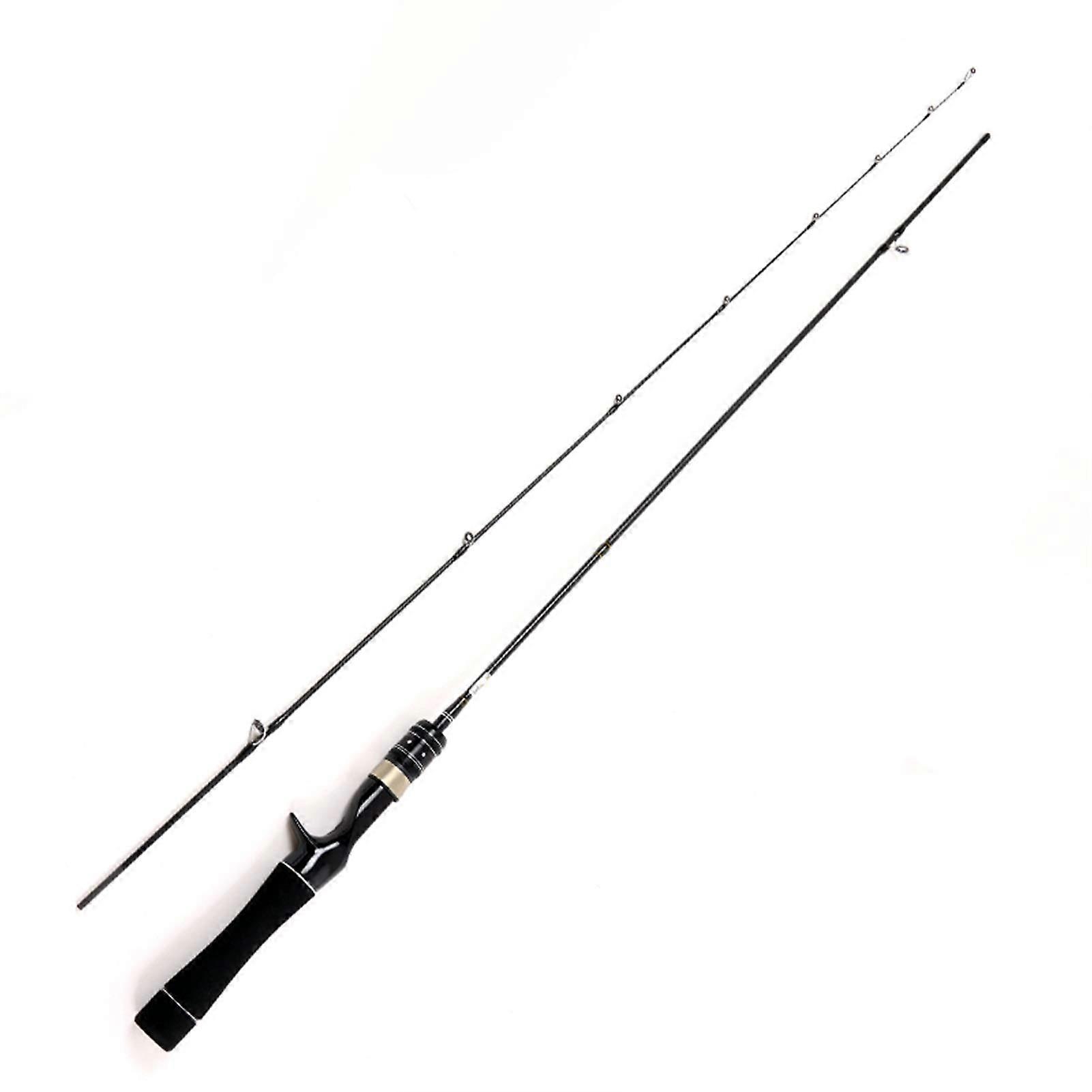 Teleskoprute 1.8m Kohlefaser Angelrute Tragbare Baitcasting Rute Schwarz 2 Sektionen für Karpfenangeln