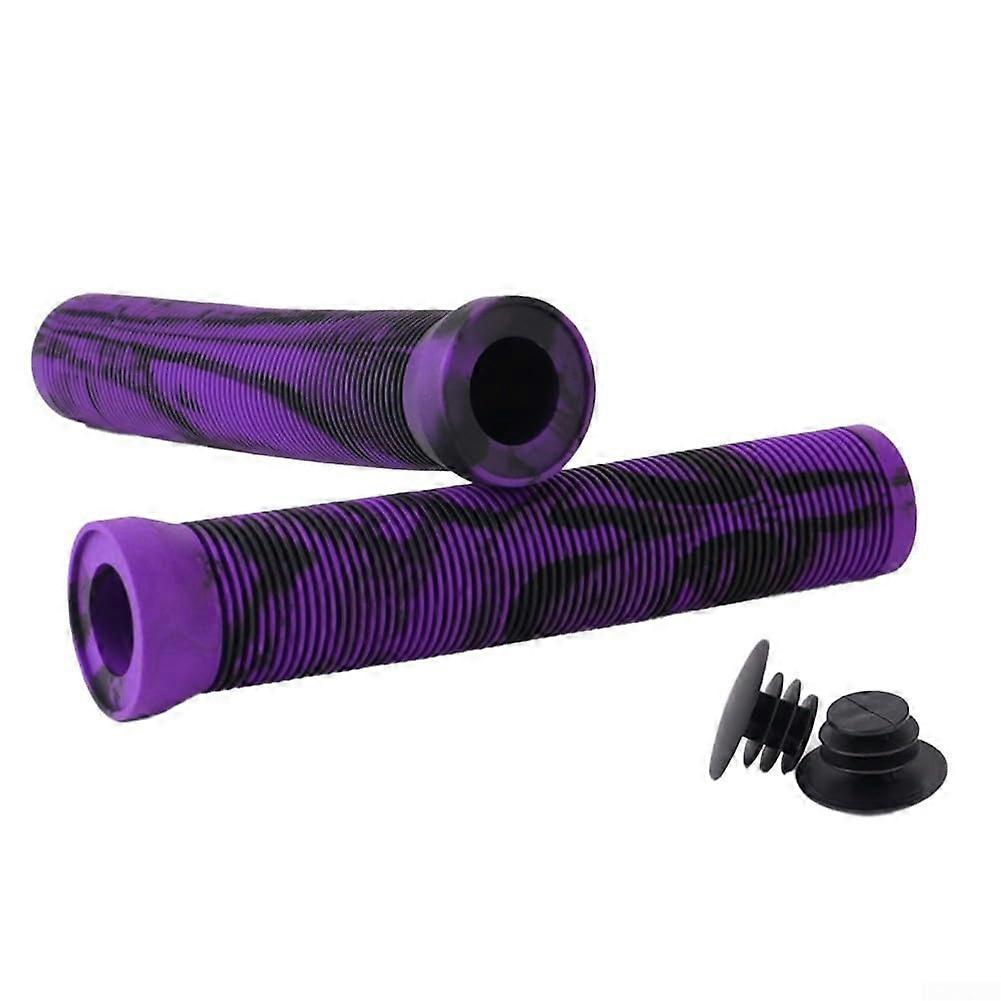 Comfortable Rubber Grips For Bicycle And Scooter Handlebars, Shock Absorbing TPR Material, Black And Purple