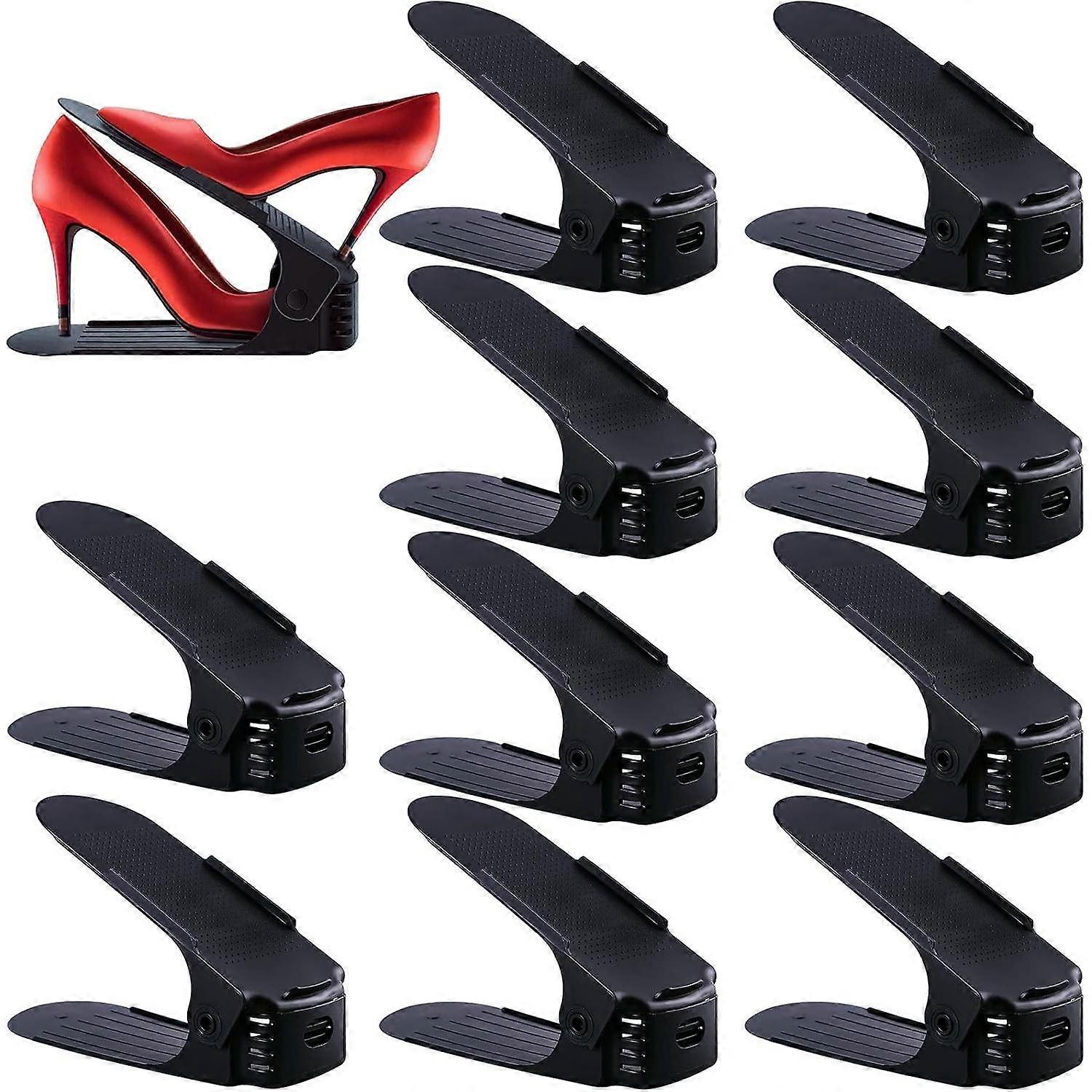 10 Adjustable Shoe Racks, Shelf Set, Height Adjustment, Space Saving, Non-Slip.