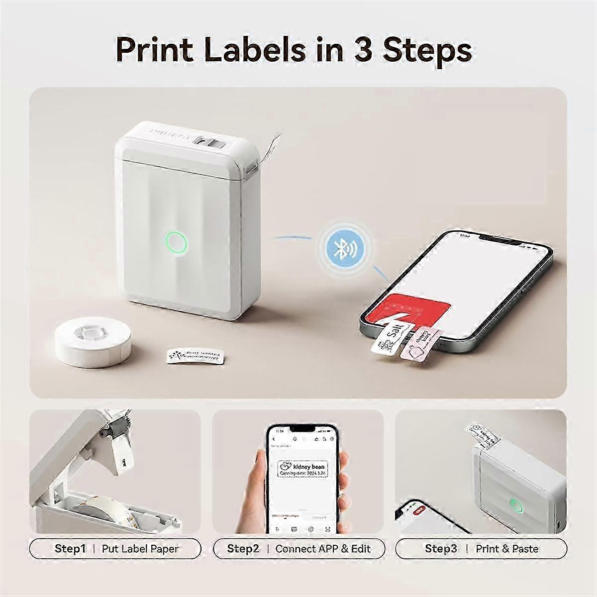 Label Maker Machine with Tape,Mini Portable Bluetooth Thermal Printer, Sticker Maker Label Maker for Home Office School