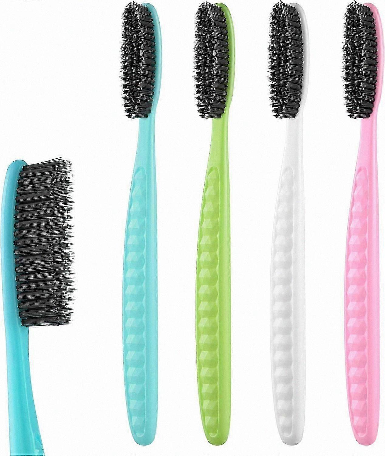 Charcoal-Infused Flossing Toothbrush with Soft Bristles for Adults Extra-Long Head Design