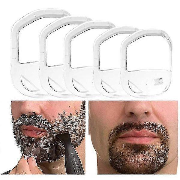 （White）5 sizes Goatee Shaving Template Beard Guide Shaper Beard Shaping & Styling Template for Men