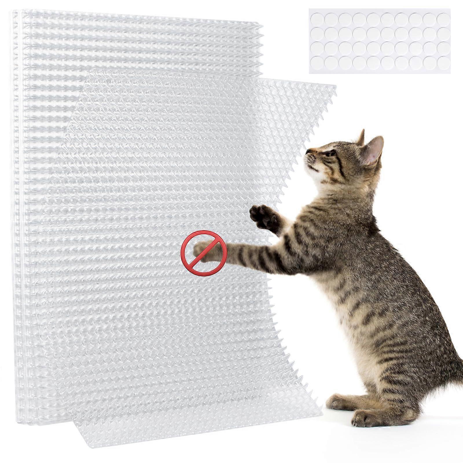 18 Pieces Cat Deterrent Mat with Spikes 41 x 33 CM Clear Anti-Cat Pad for Indoor Outdoor Use on Counters Sofas and Gardens