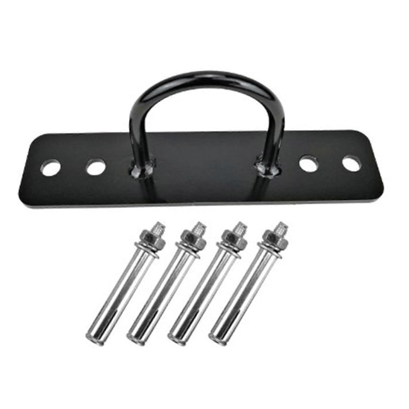 Pad Eye Plate Iron U Hooks, Metal Ceiling Wall Mount Loop, Screws Included, Heavy Duty Queue Rope Barrier, Black