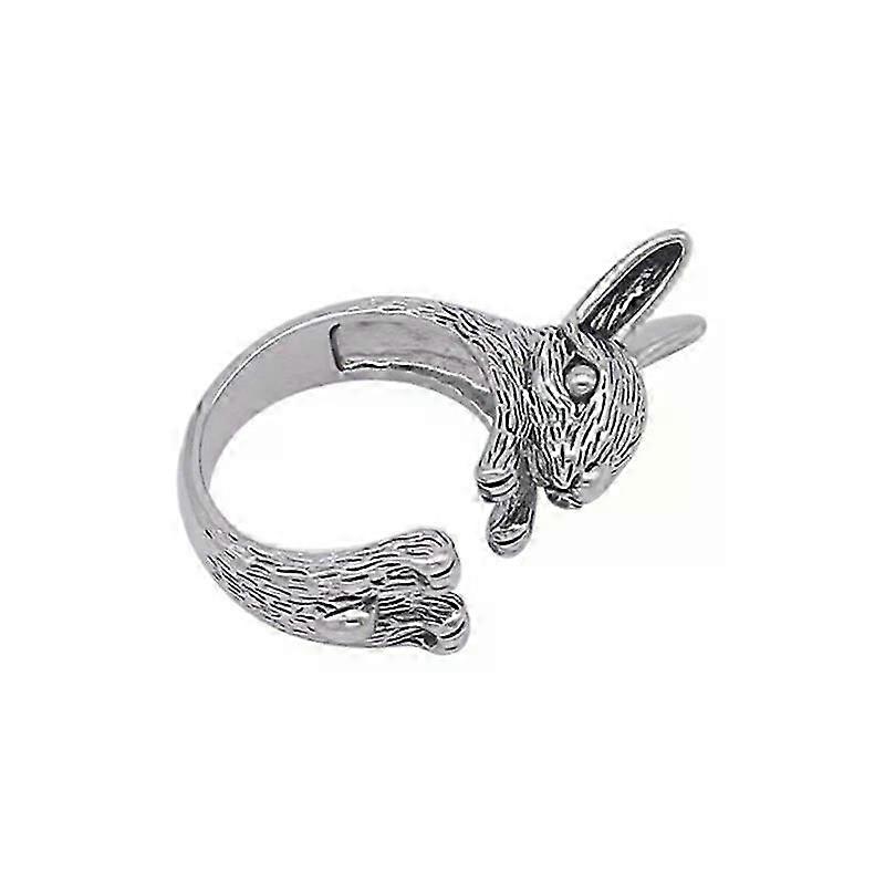 Rabbit Ring, Gothic Punk Rabbit Shape Open Adjustable Alloy Ring