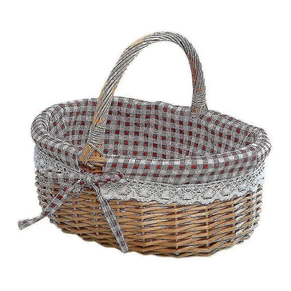 Empty Wicker Basket Small, Willow Woven Picnic Basket for Wedding