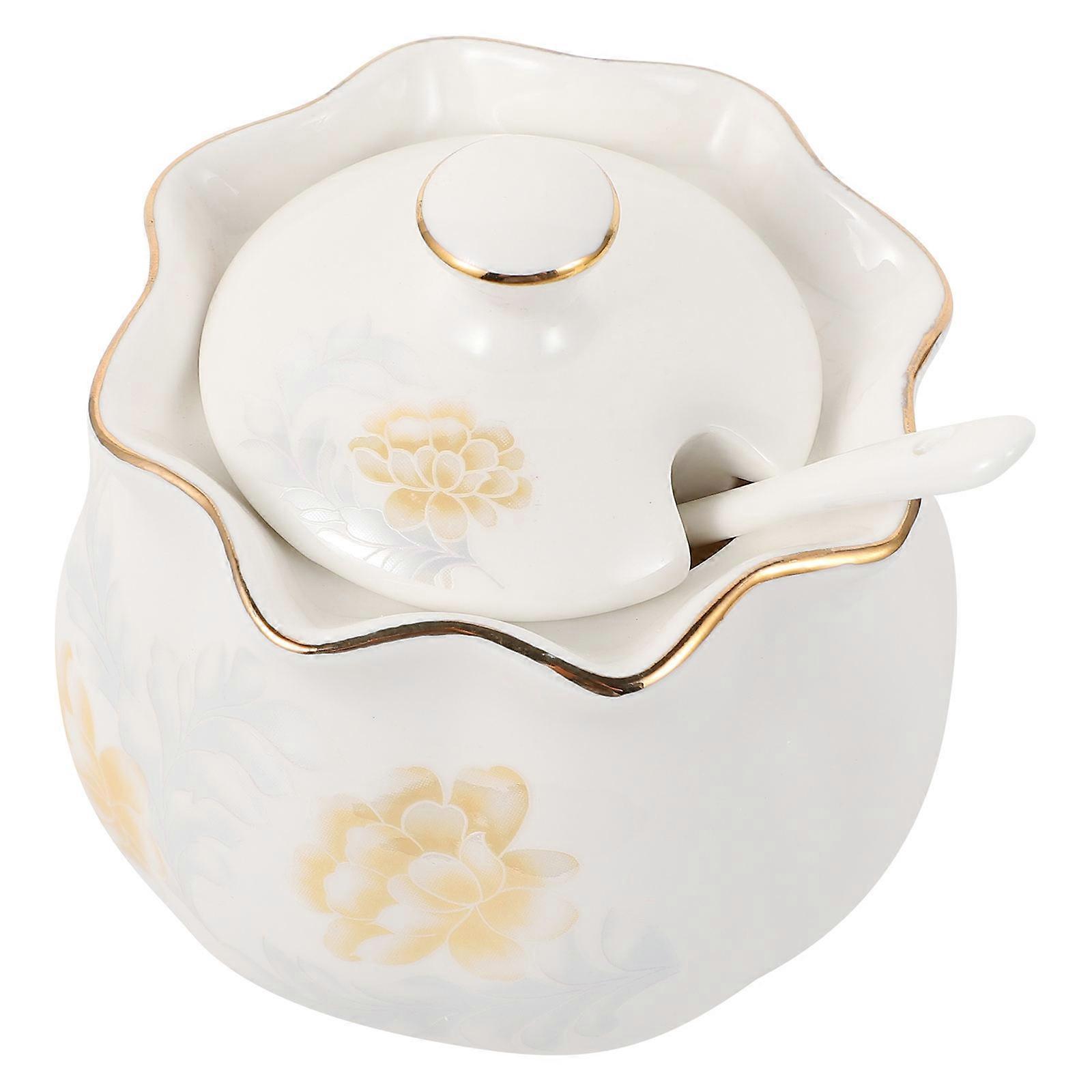 Ceramic Spice Storage Can for Storage Use 1Set with Creative Pattern