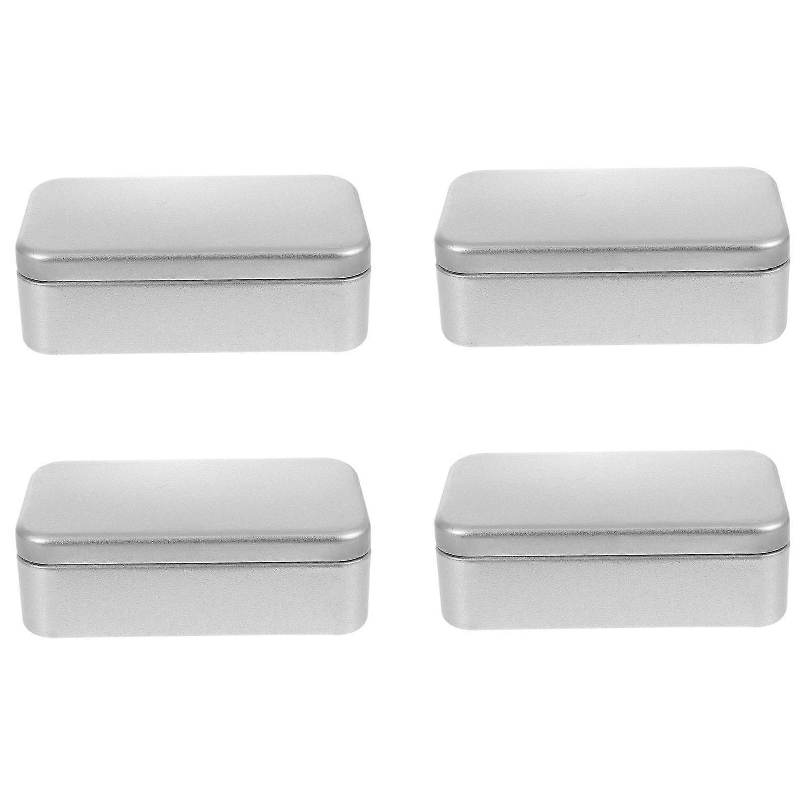 Iron Tea-Leaf Can for Storage 4Pcs Practical Square Packaging Boxes