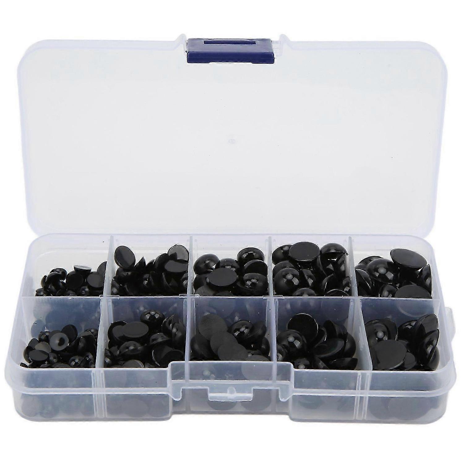 2025 Latest Model 360Pcs Black Round Doll Eyes Multi Sizes Convenient Resin