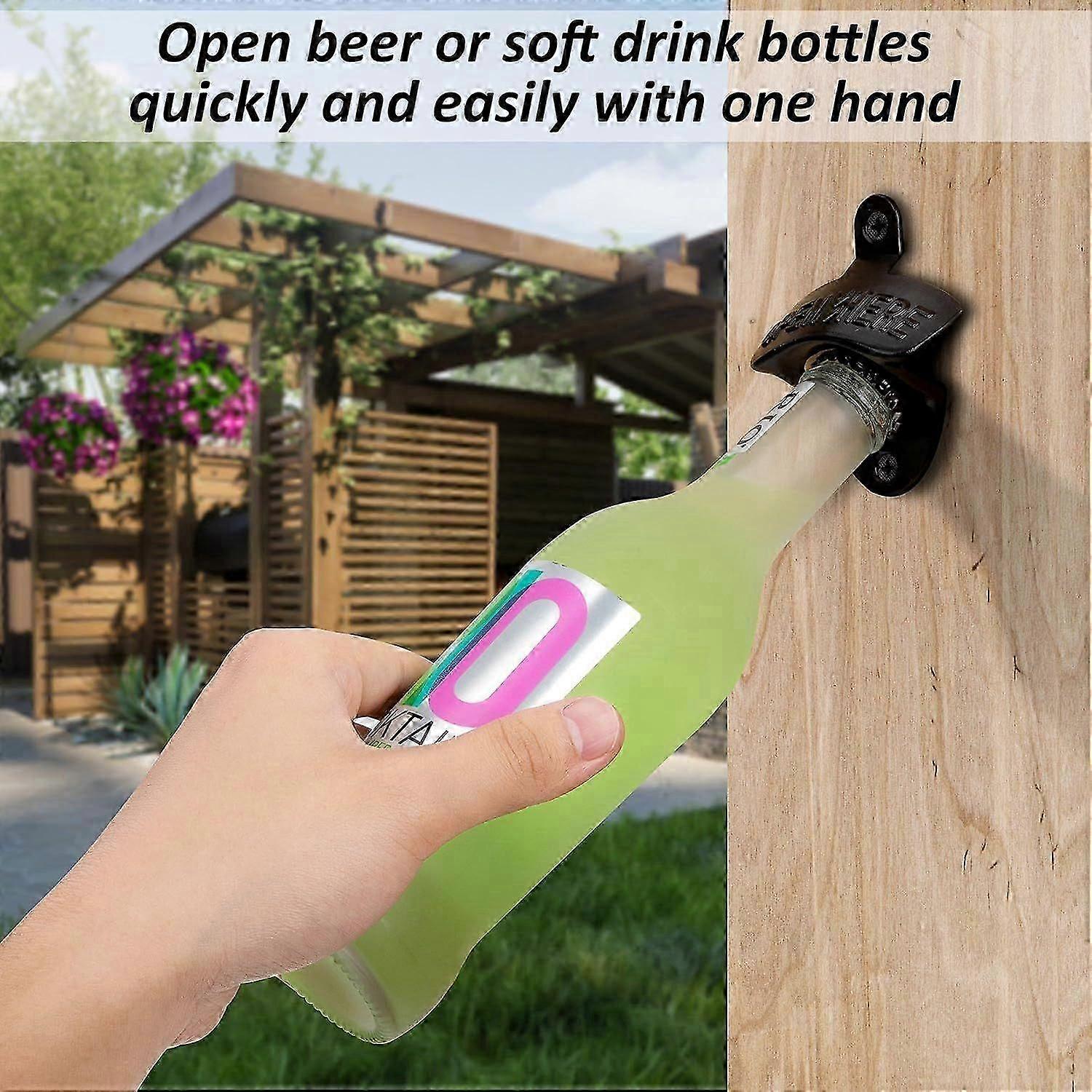2 Pack Wall Mounted Beer Opener, Vintage Bottle Opener Wall Mounted, Wall Beer