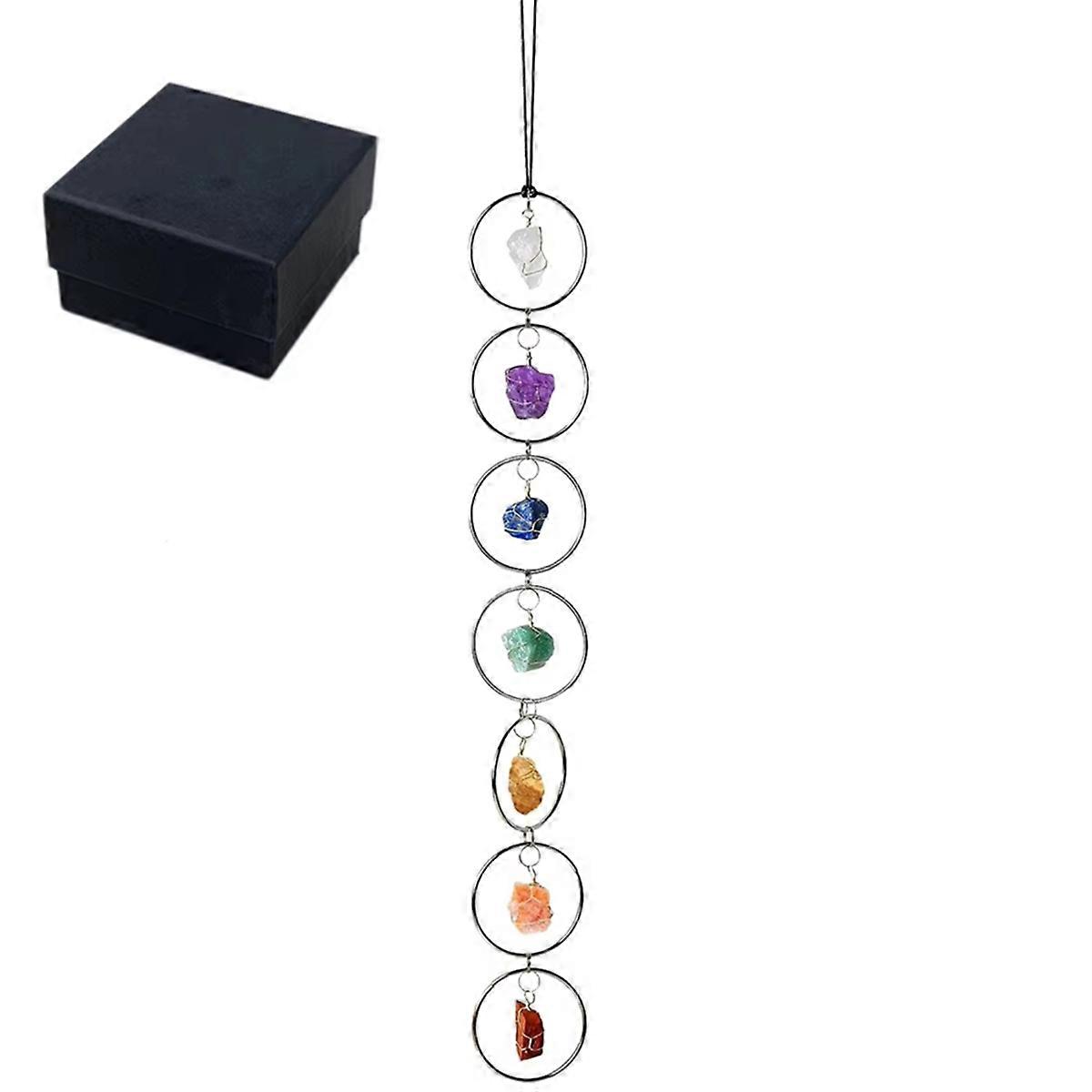 Crystal Seven Chakra Pendant Multi-Purpose Natural Healing Crystal Pendant Reusable Hanging Crystal for Home Decor B