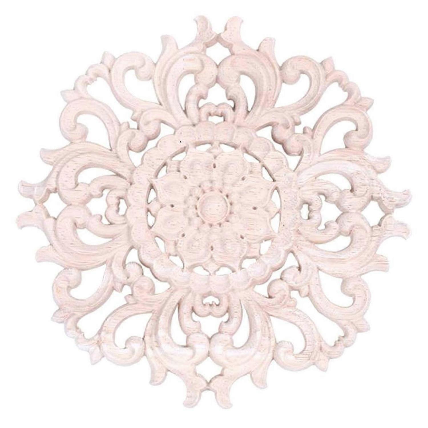 Wood Embossed Pillars Carved Decal Corner Onlay Post Shape Home Decor
