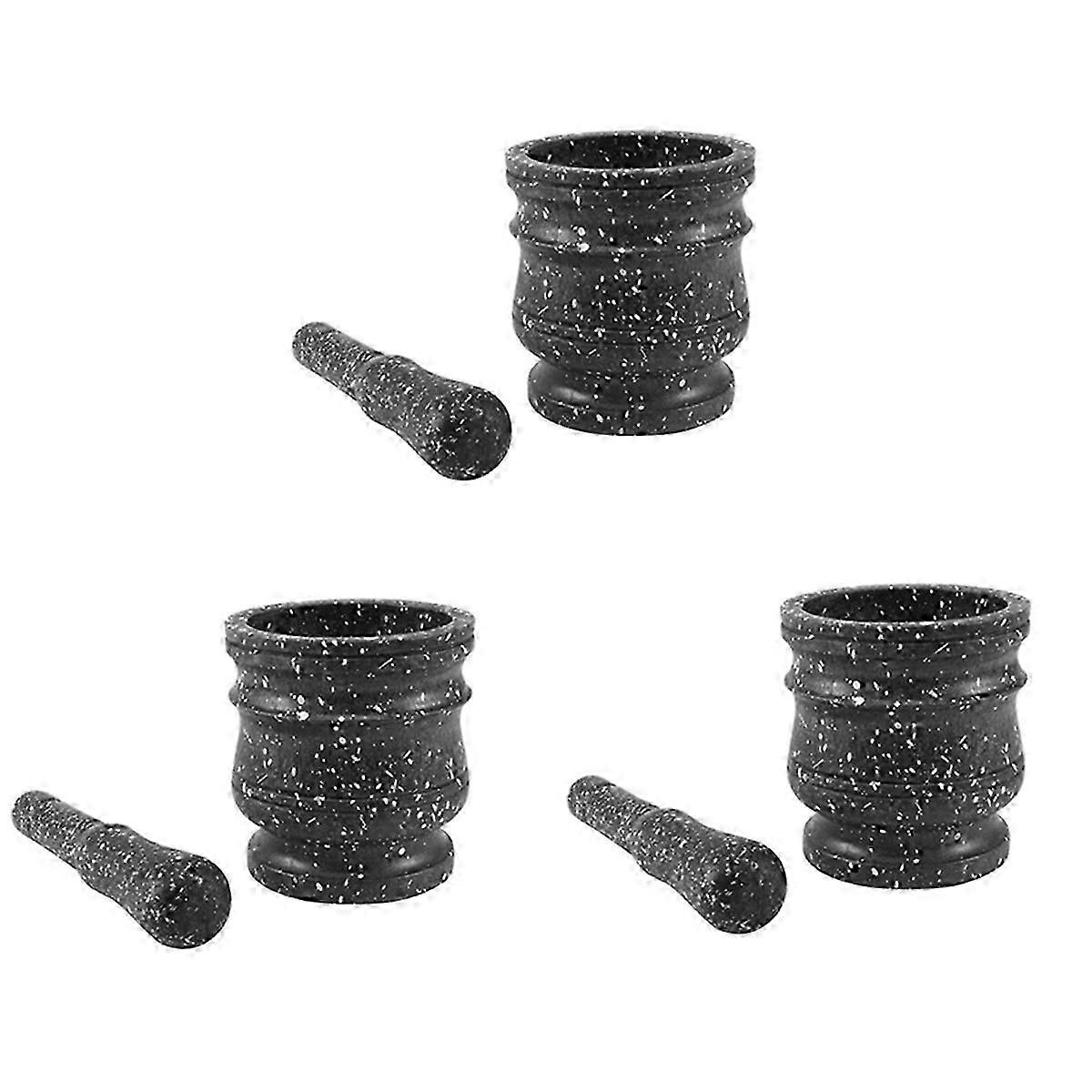 3set Pattern Pestle Set Stone Herb Spice Grinder Solid Grinder Cooking Set