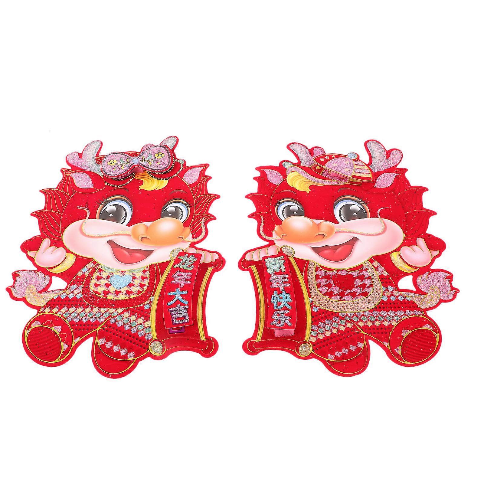 Spring Festival Door Decals Dragon Design for Chinese New Year 6Pcs