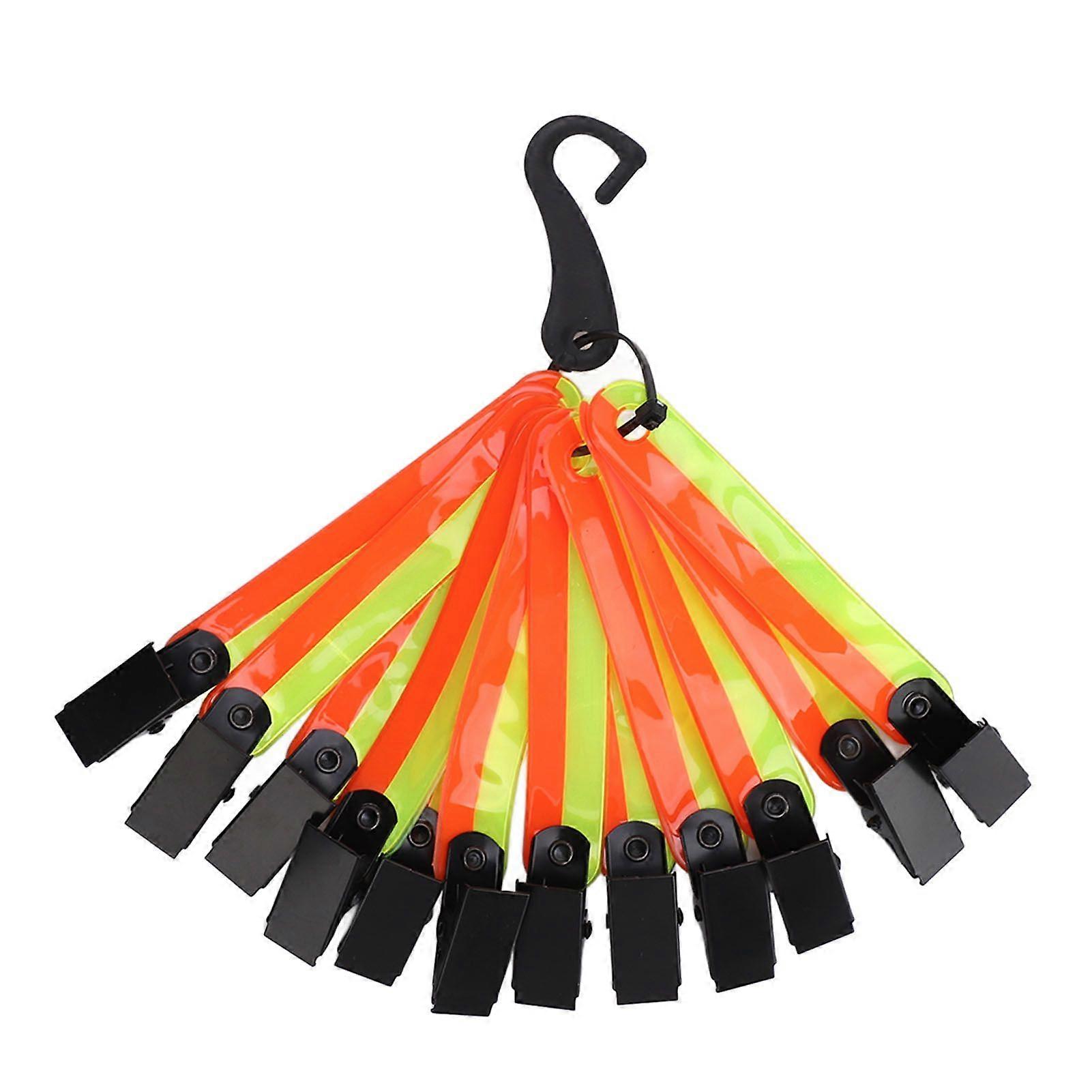 12PCS High Visibility Trail Markers with Clips Reflective Tree Tacks for Hiking Hunting Outdoor Yellow and Orange