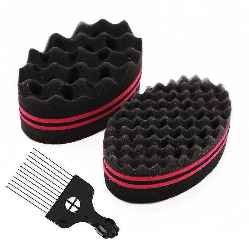 Nirvana Magic Curl Sponge Twist Sponge Brosse à cheveux double face Éponge Cheveux Twist Curl Éponge Magic Hair Braider Bobines Dreadlock Curl Brush 2 Pièces avec