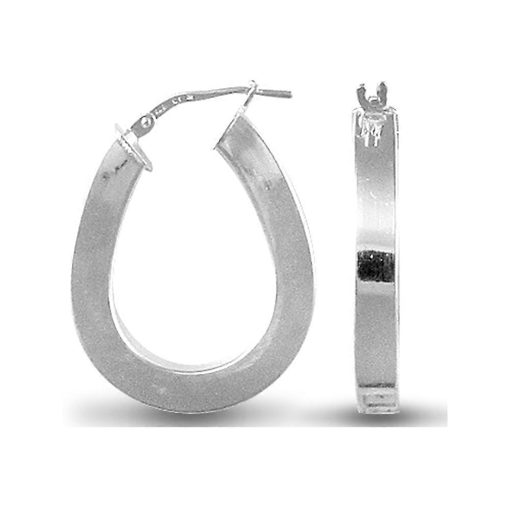 Jewelco London 纯银成型梨形耳环 - 女士