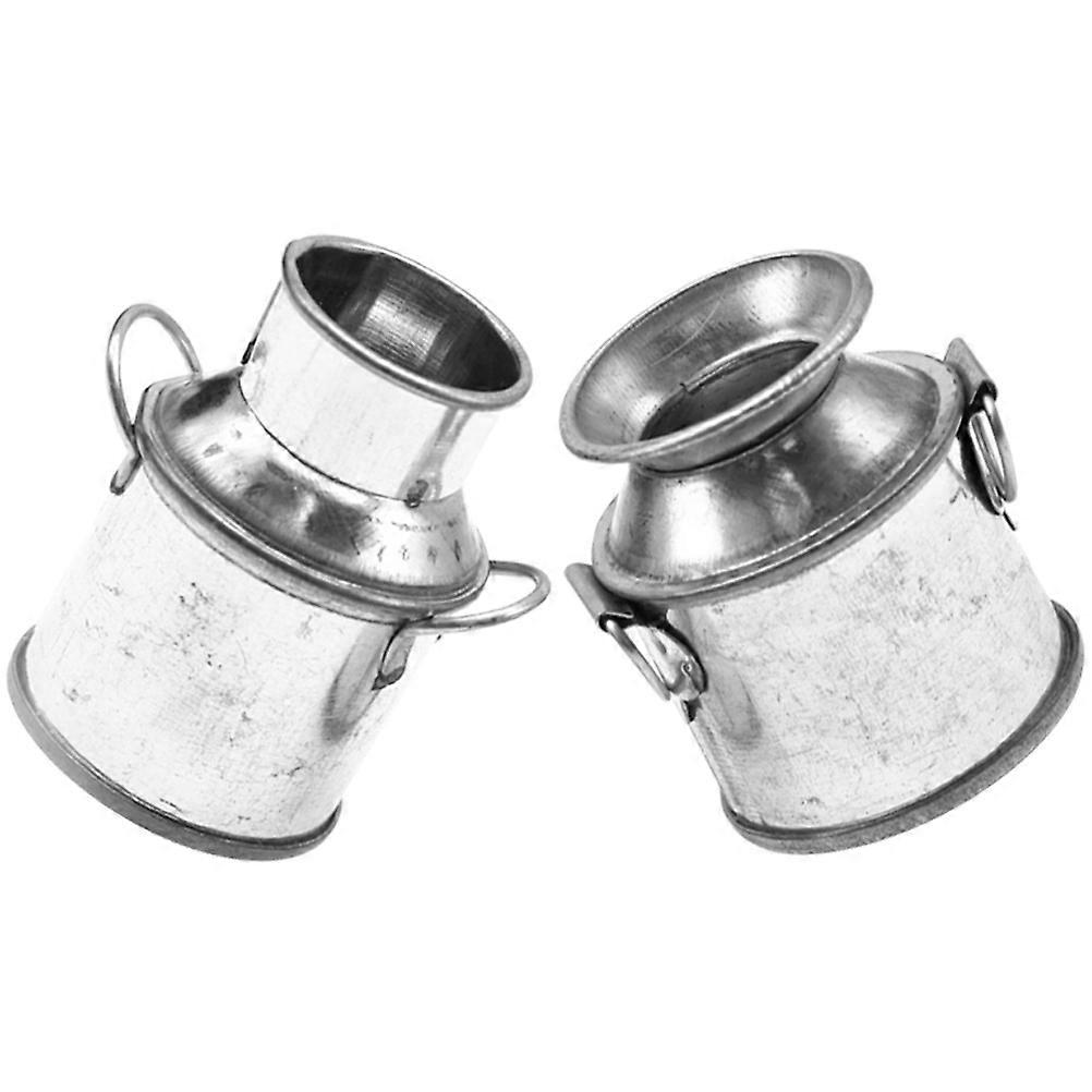 Mini Metal Buckets Alloy Tiny Milk Jugs for Storage Use 2Pcs Set
