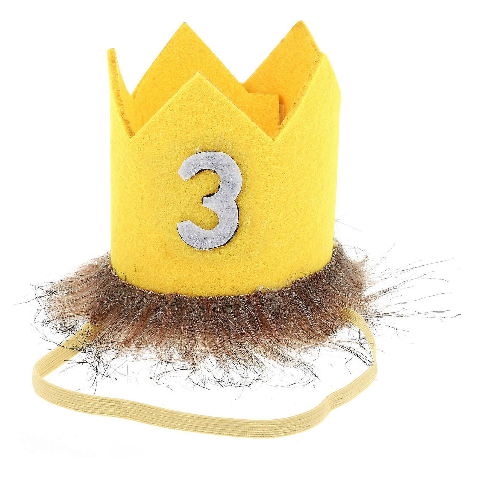 Birthday Golden Crown Hat for Decor Yellow Comfortable Material