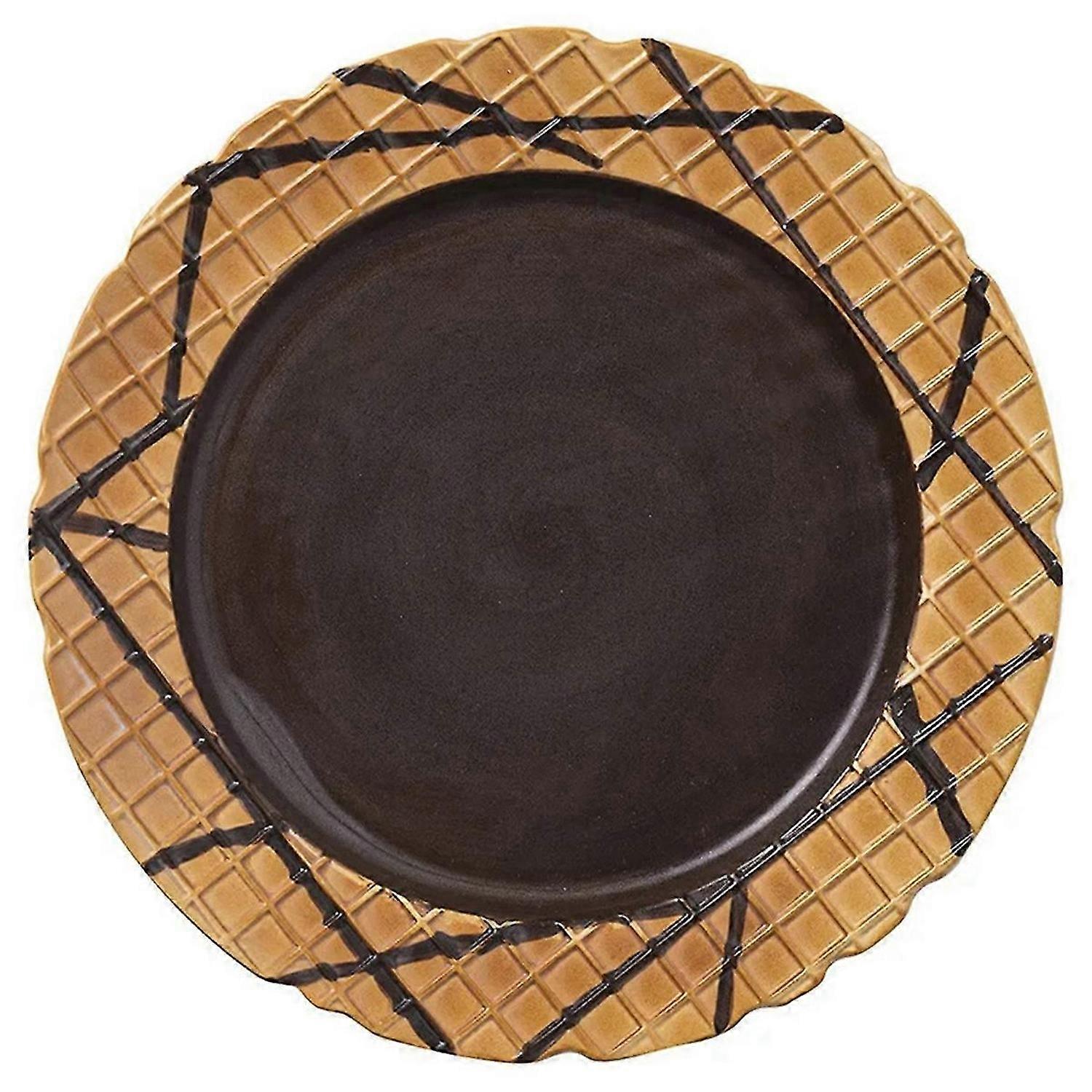 Cute Ceramic Office Dessert Plate,Coffee Color,Sugar Cone Plate