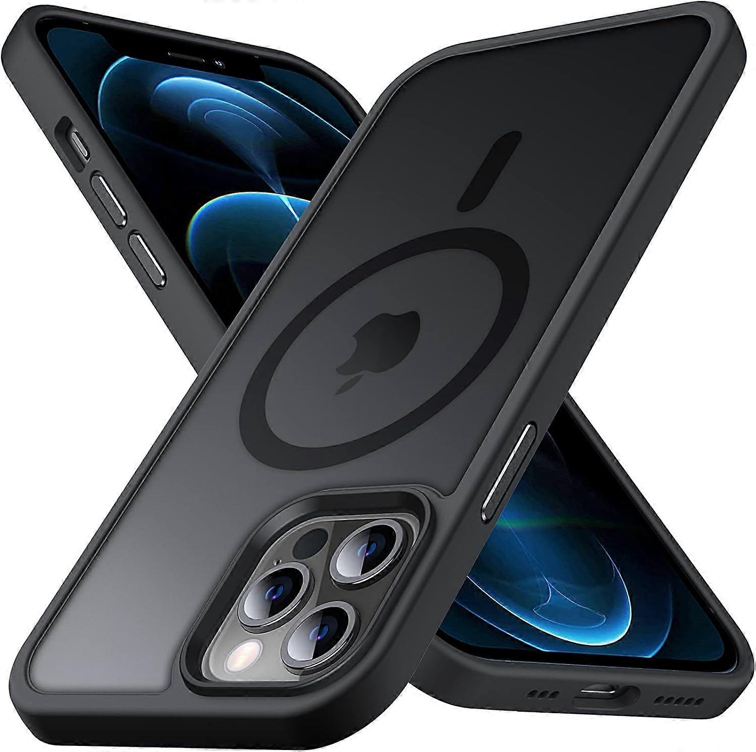 Magnetic Case for iPhone 12 Pro Max MagSafe Compatible Shockproof TPU Bumper ScratchResist Back AntiFingerprint Black 6.7in