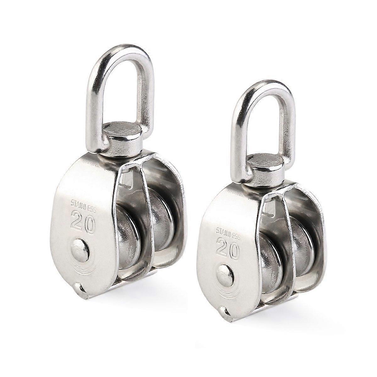 Two 304 stainless steel rotating pulleys