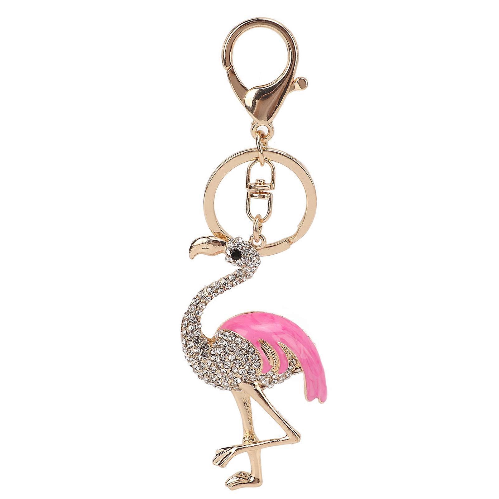 Porte-clés en strass en forme de flamant rose vif, brillant et élégant, pendentif décoratif, accessoires décoratifs