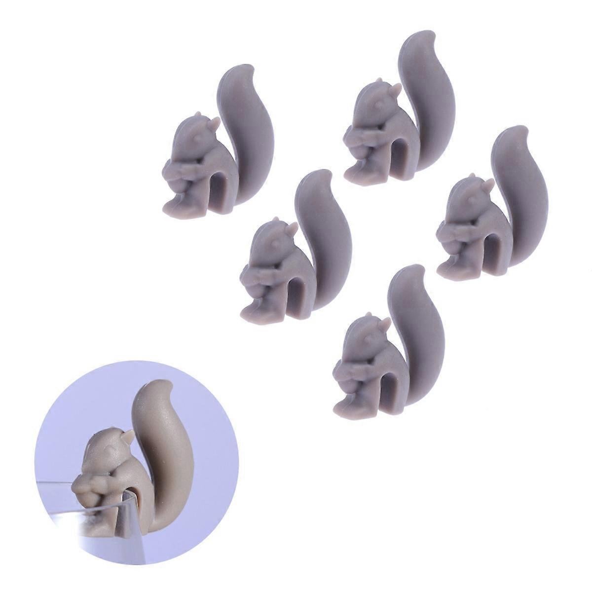 Squirrel Tea Bag Holder Silicone Tea Infuser for Daily Use 5Pcs Grey