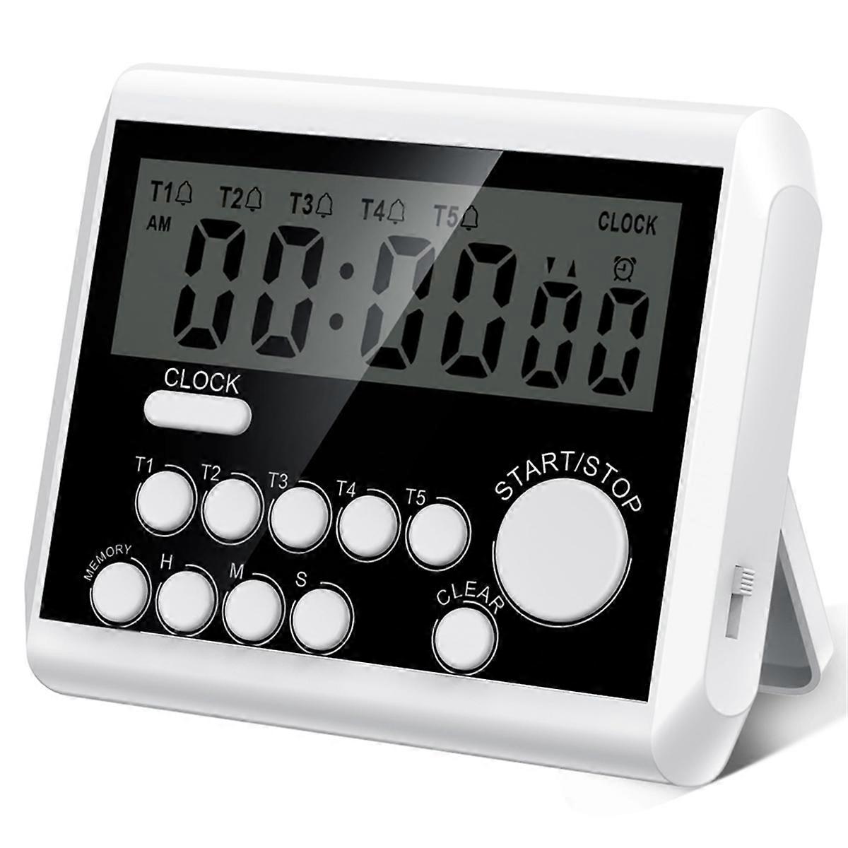 5 Channels Digital Kitchen Timer, Clock Mode
