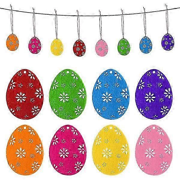 48-Piece Felt Easter Egg Ornaments for Traditional British Easter Tree Celebrations