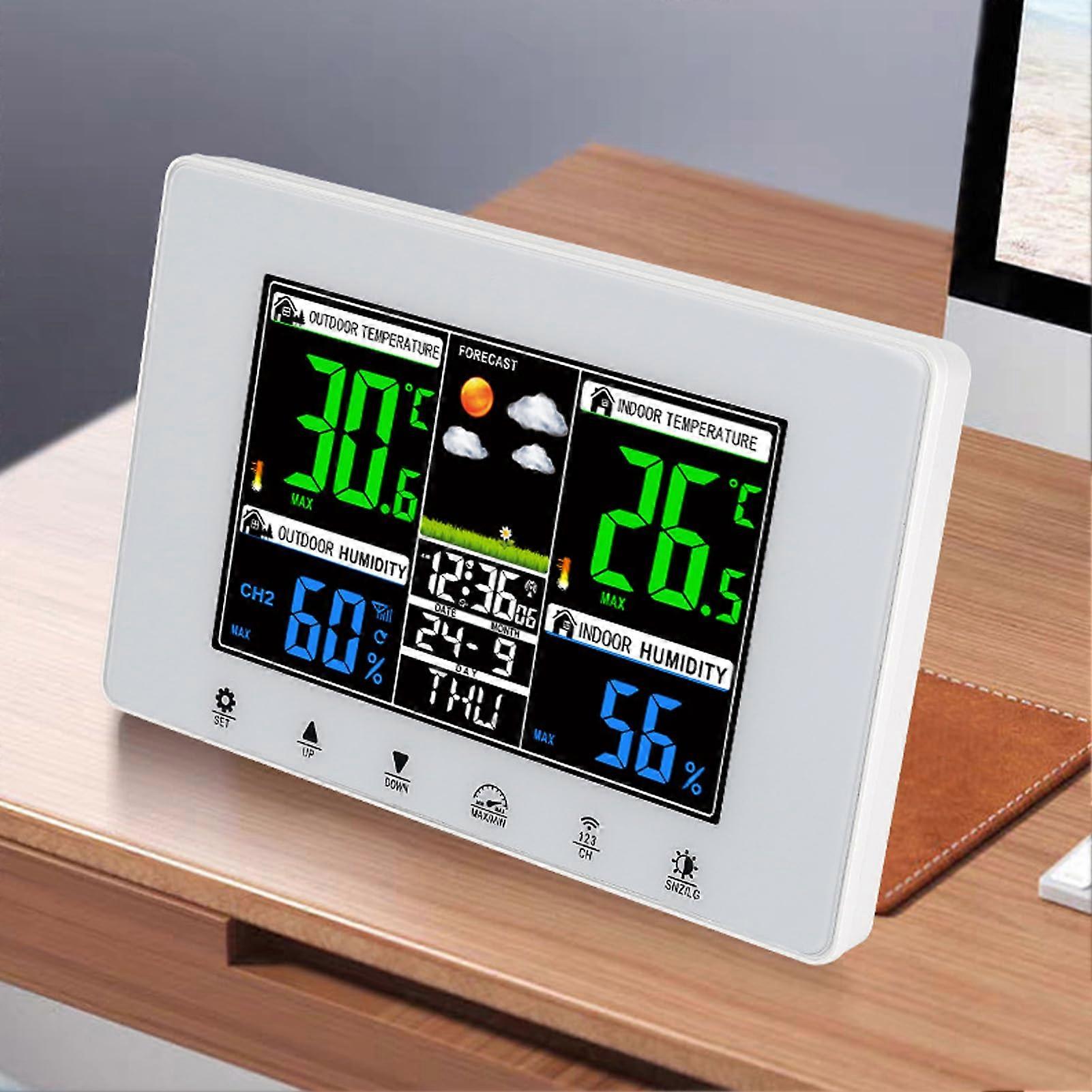Meteorological Clock Color Display With 3 LED Backlight, Digital Weather Thermometer, Garage Weather Monitoring