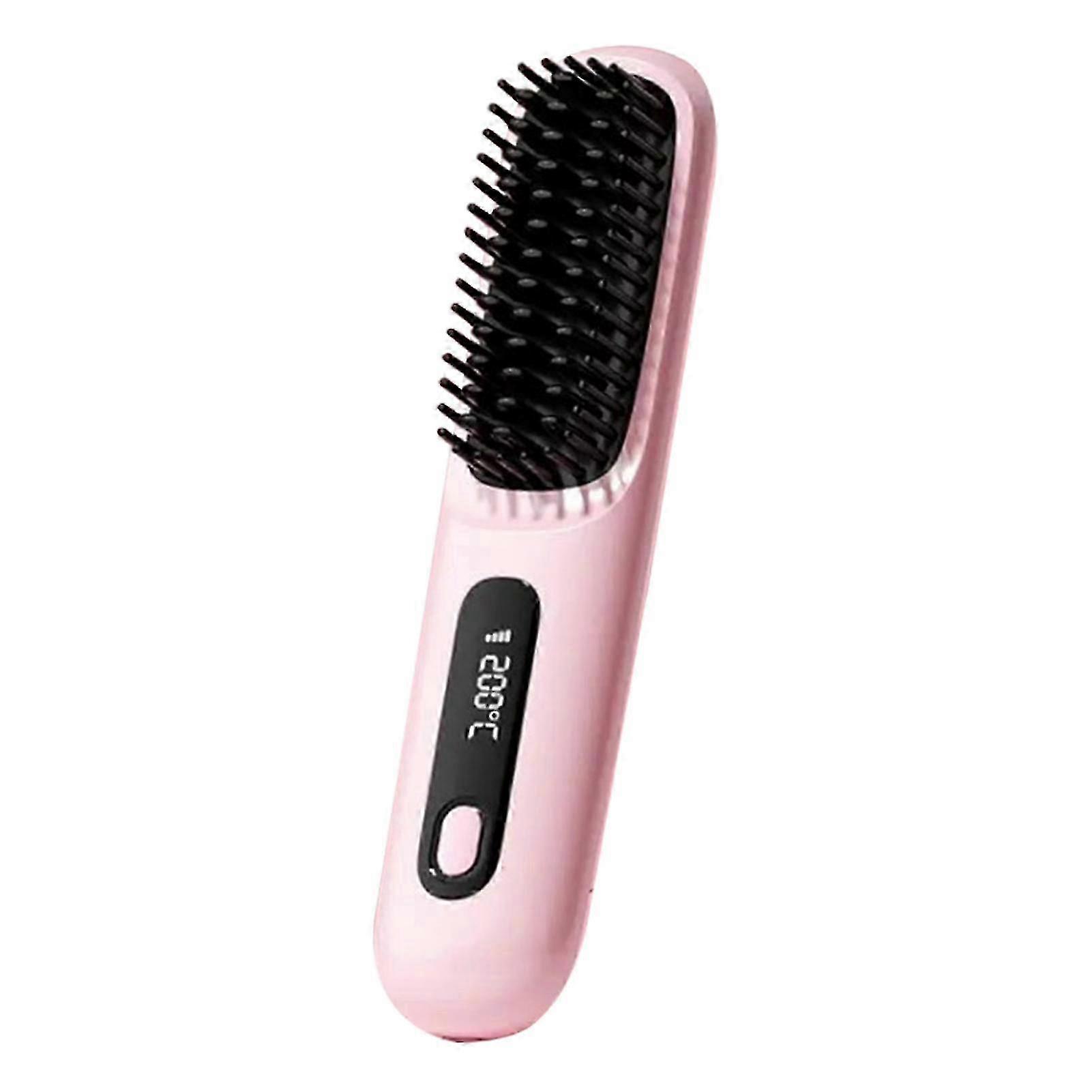 Cordless Hair Straightener Brush with 3 Setting LED Temperature Display Electric Negative Ions Ceramic Hot Comb 360 DegreeAnti-Scald 2025